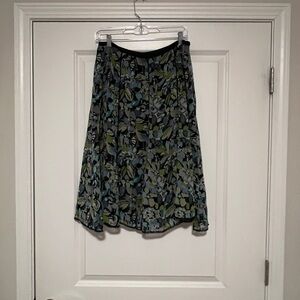 Sigrid Olsen A-Line Skirt - Black, Green, Blue Floral